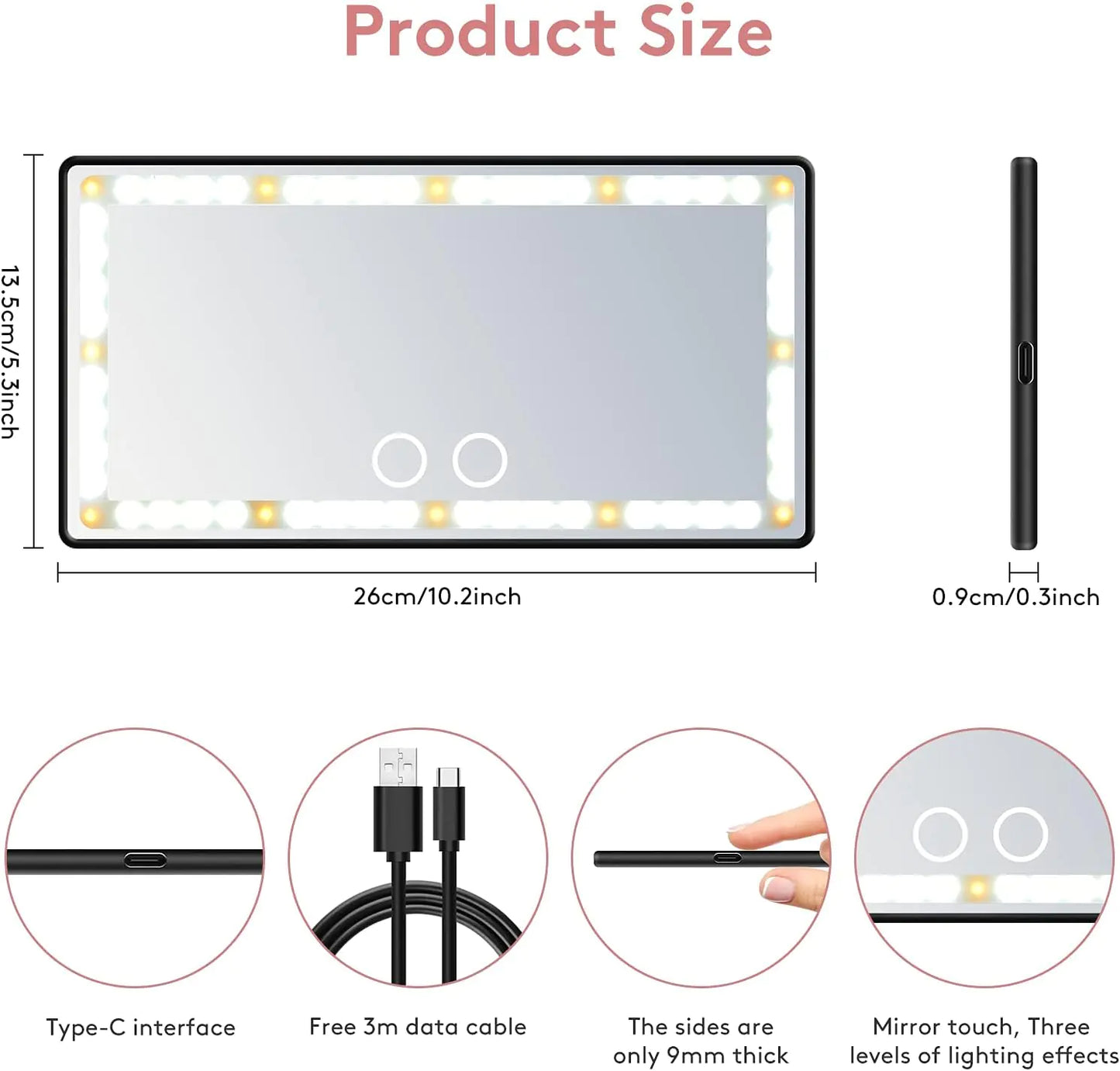 Miroir LED pare-soleil voiture