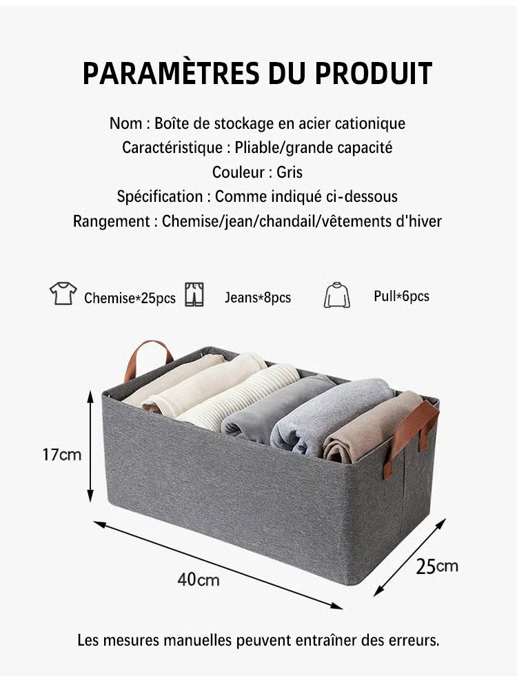 Boîte de rangement pliable avec couvercle transparent