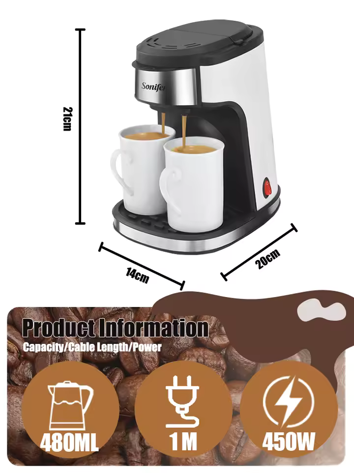 Machine à Café Filtre 2 Tasses SONIFER SF-3540