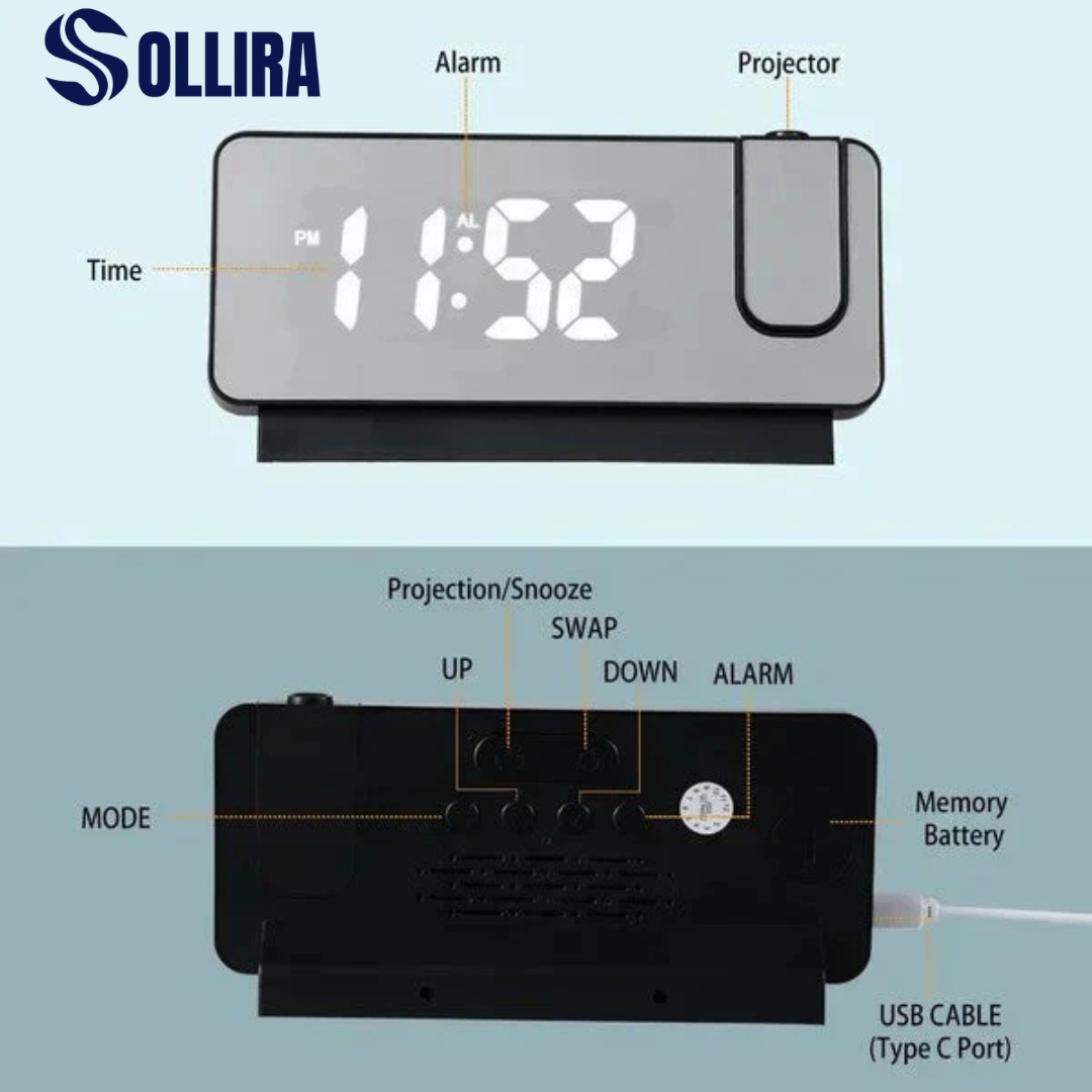 Horloge de Projection Multifonction