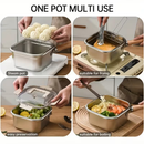 Kit de cuisson 4 en 1 en acier inoxydable – Friture, ébullition, vapeur et cuisson